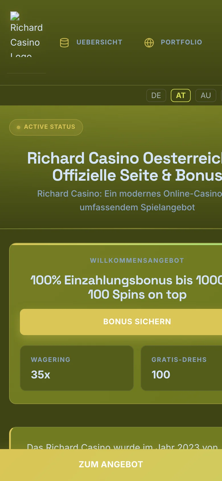 Richard Casino mobile lobby screenshot