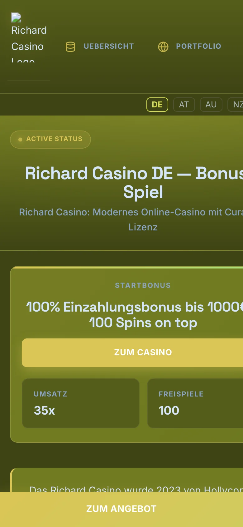 Richard Casino mobile lobby screenshot